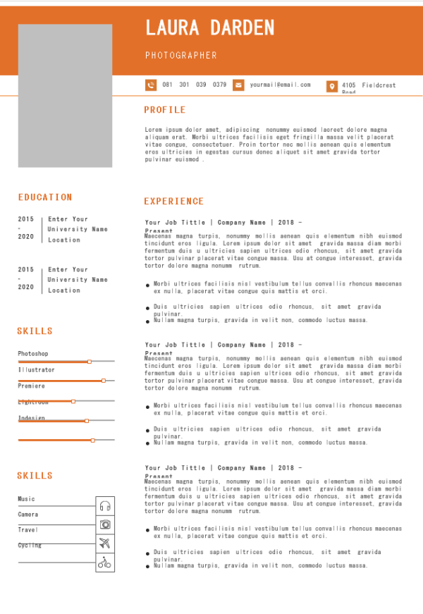 Photographer Editable Word Template - 2